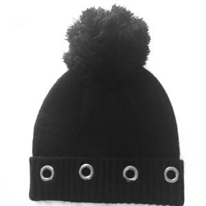 Pom beanie with metallic detail